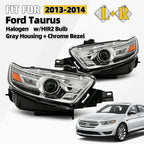 Halogen Headlight Set for Ford Taurus (2013–2014) HIR2 Bulb Gray Left+Right