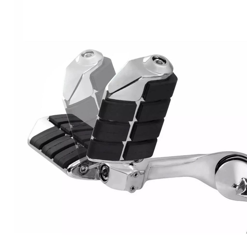 Long Angled Highway Foot Pegs for 1.25" Engine Guard Bar (Fitment Specific)