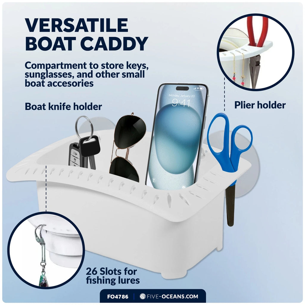 Boat Caddy Organizer Suction Cups for (Drainage, Knife, Plier, 26 Lure)