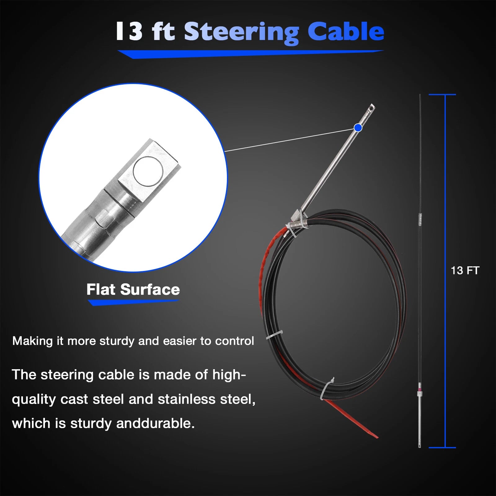 Rotary Steering Cable with Wheel Kit for Outboard Boat (13 Ft)