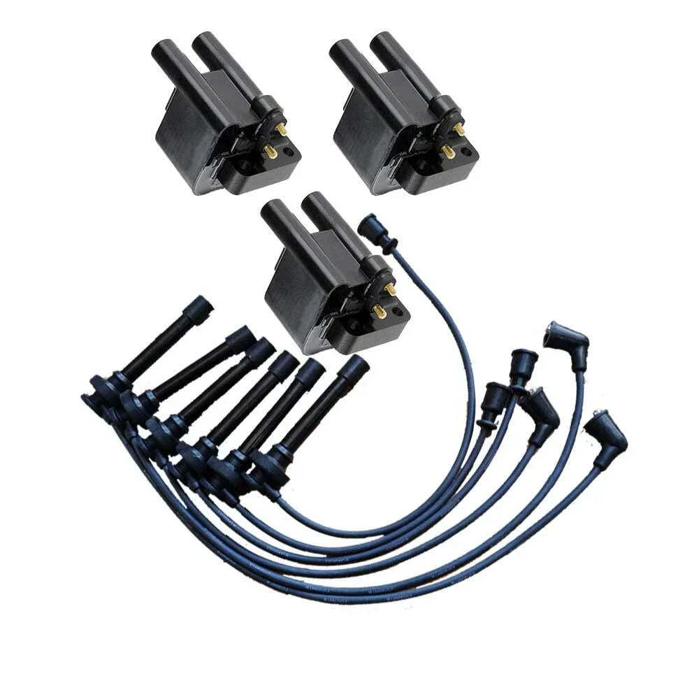 3 x Ignition Coil Pack & Lead Kit for Mitsubishi Triton MK (1996-2003)
