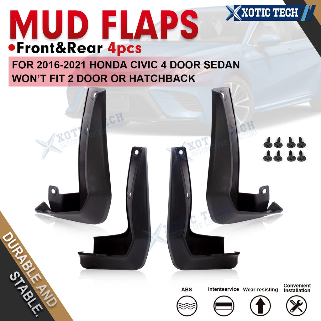 4PCS Front & Rear Mud Flaps for Honda Civic Sedan (2016–2021)