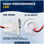 LED Boat Courtesy Lights, 1-5/16" Round, Blue, 316 Stainless Steel Cover