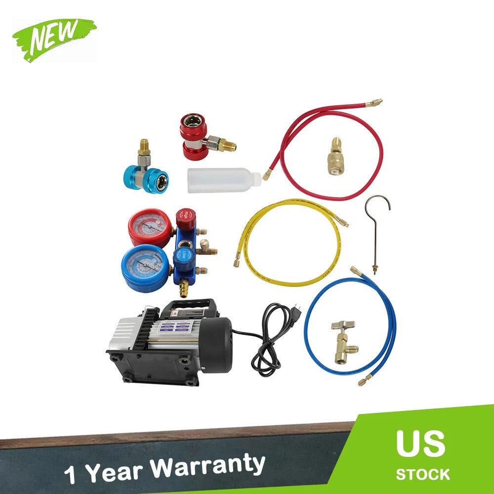 Air Vacuum Pump 3 CFM for HVAC AC Manifold Gauge Set R134A (110V)