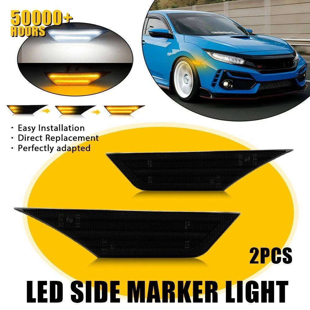 Set of 2 Smoke LED Side Marker Lights for Honda Civic (2016–2021)