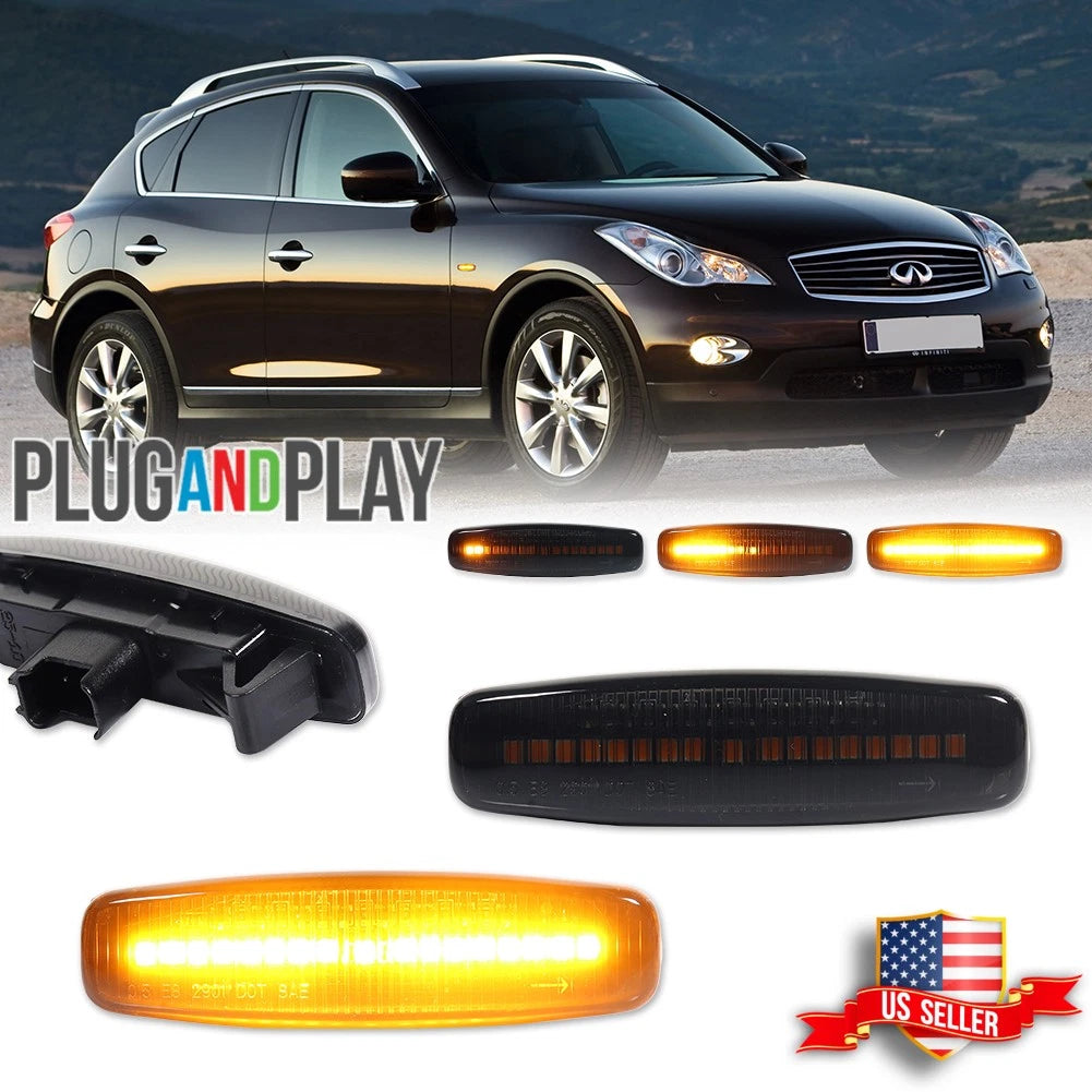 Smoked LED Side Marker Lights for Infiniti M35 M45 FX35 G35 G37 (2007–2010)