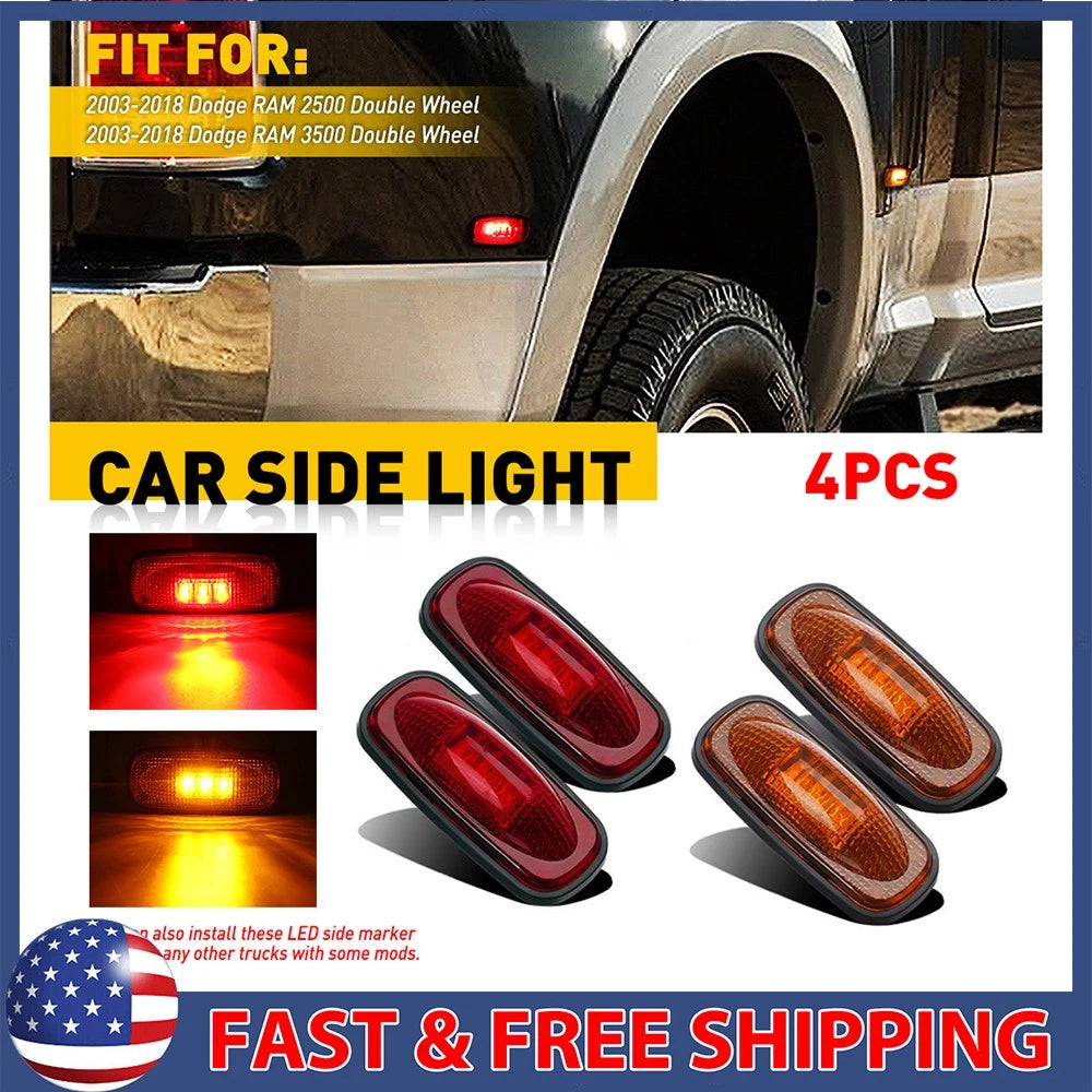 Set of 4 LED Side Marker Lights for Dodge Ram 3500 (2003–2018)