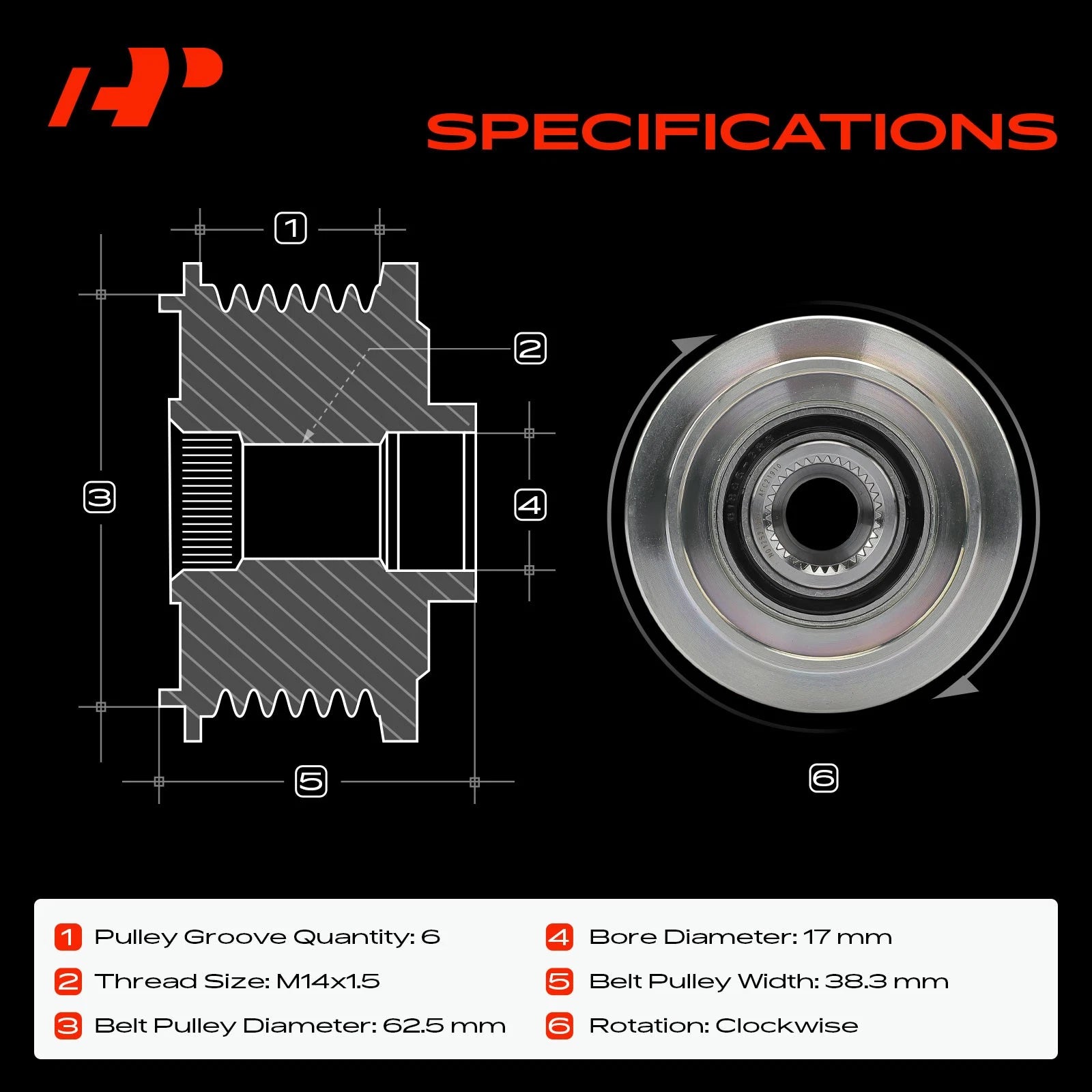 Alternator Clutch Pulley for Hyundai Sonata Kia Optima (2011–2019)