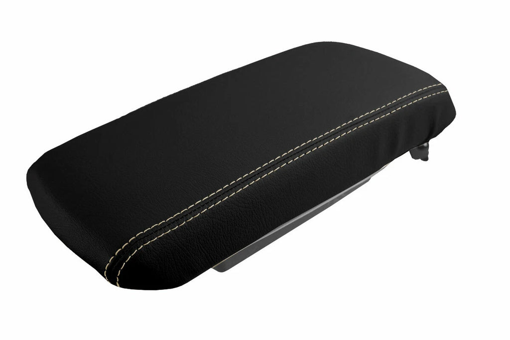 Leather Console Lid Armrest Cover for Dodge Avenger (2008–2014) Beige Stitch