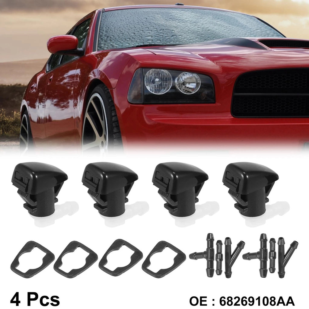 Set of 4 Front Windshield Washer Nozzles for Dodge Durango (68269108AA)