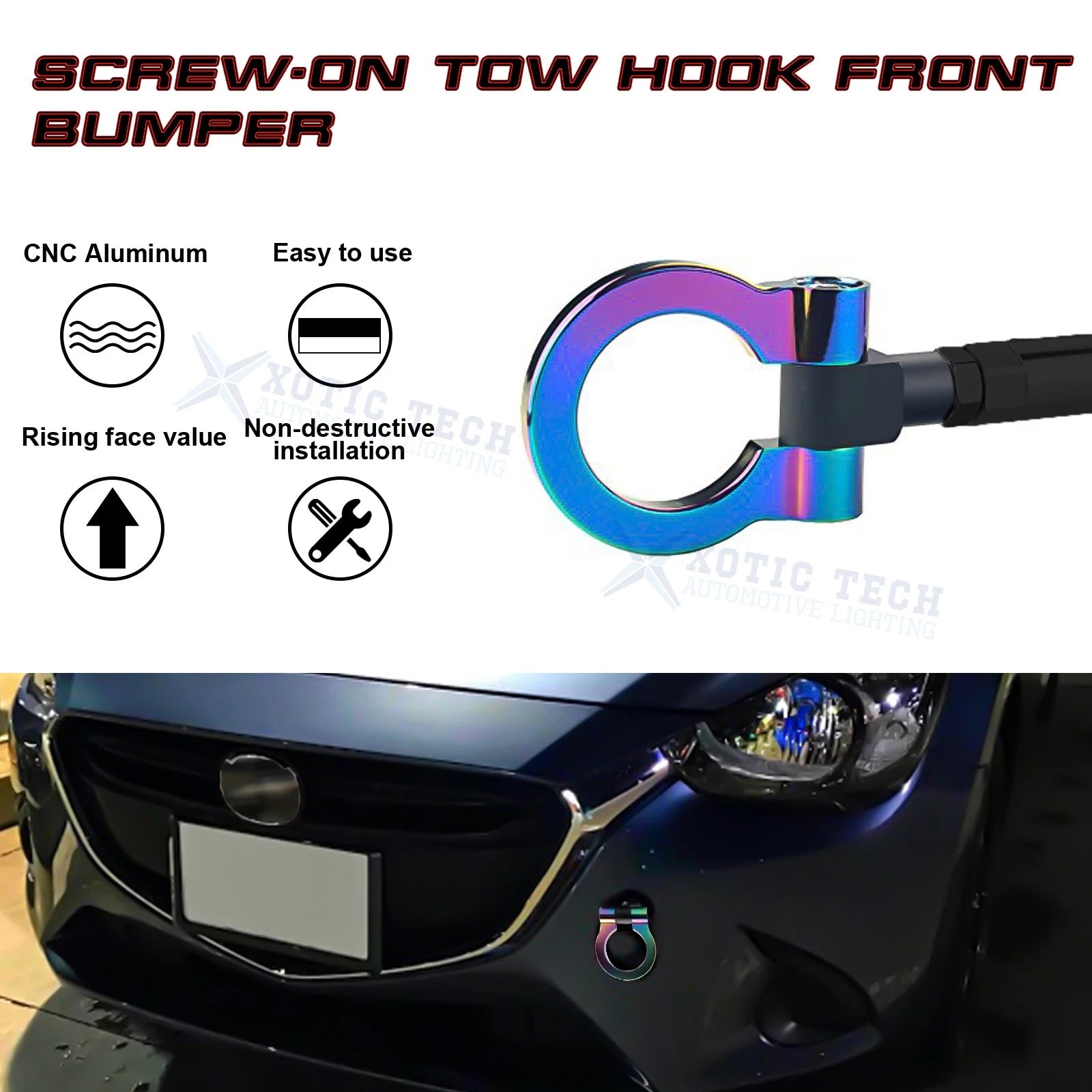 Track Racing Style Anodized Aluminum Tow Hook Set for Cadillac XLR (2006-2009)