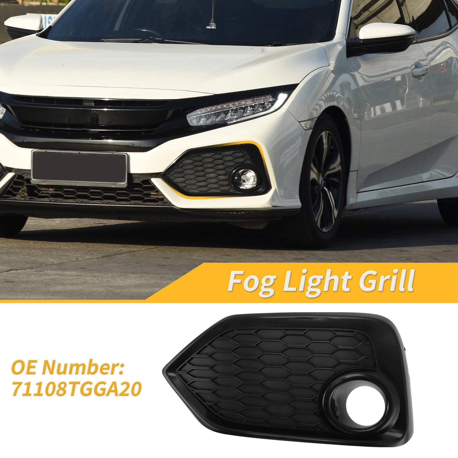 Left Side Fog Light Grill for Honda Civic Hatchback (2017–2019) 71108TGGA20