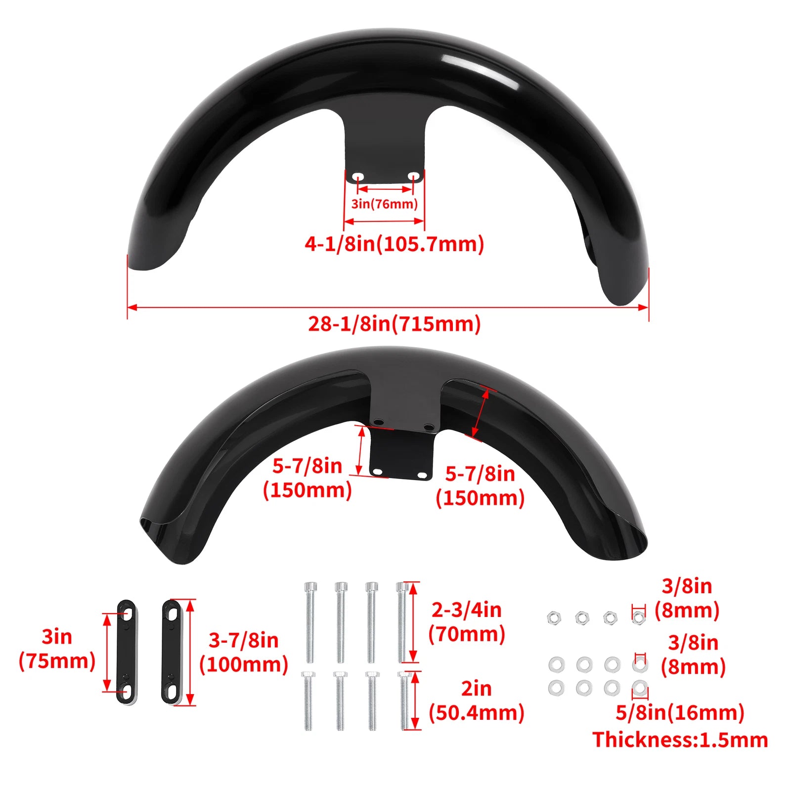 19" Vivid Black Front Wheel Wrap Fender for Harley Electra Glide (2009–2023)