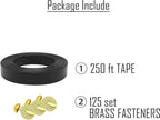 Chain Link Fence Privacy Slats Tape with Brass Fasteners, Black, 1.8" x 250'