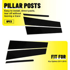 Set of 6 Piano Black Door Trim Pillar Post Window Covers for KIA Optima (2011–2015)