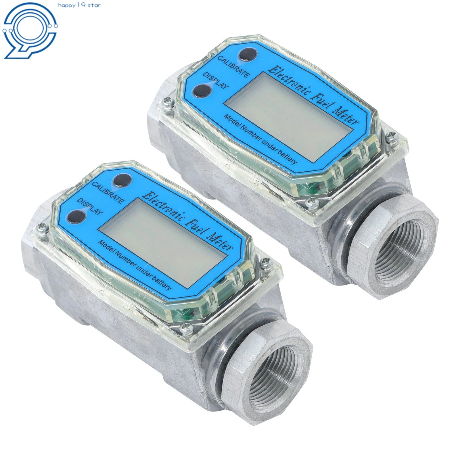 2X Digital Turbine Flow Meter 1" for Liquid (2.6-26 GPM)