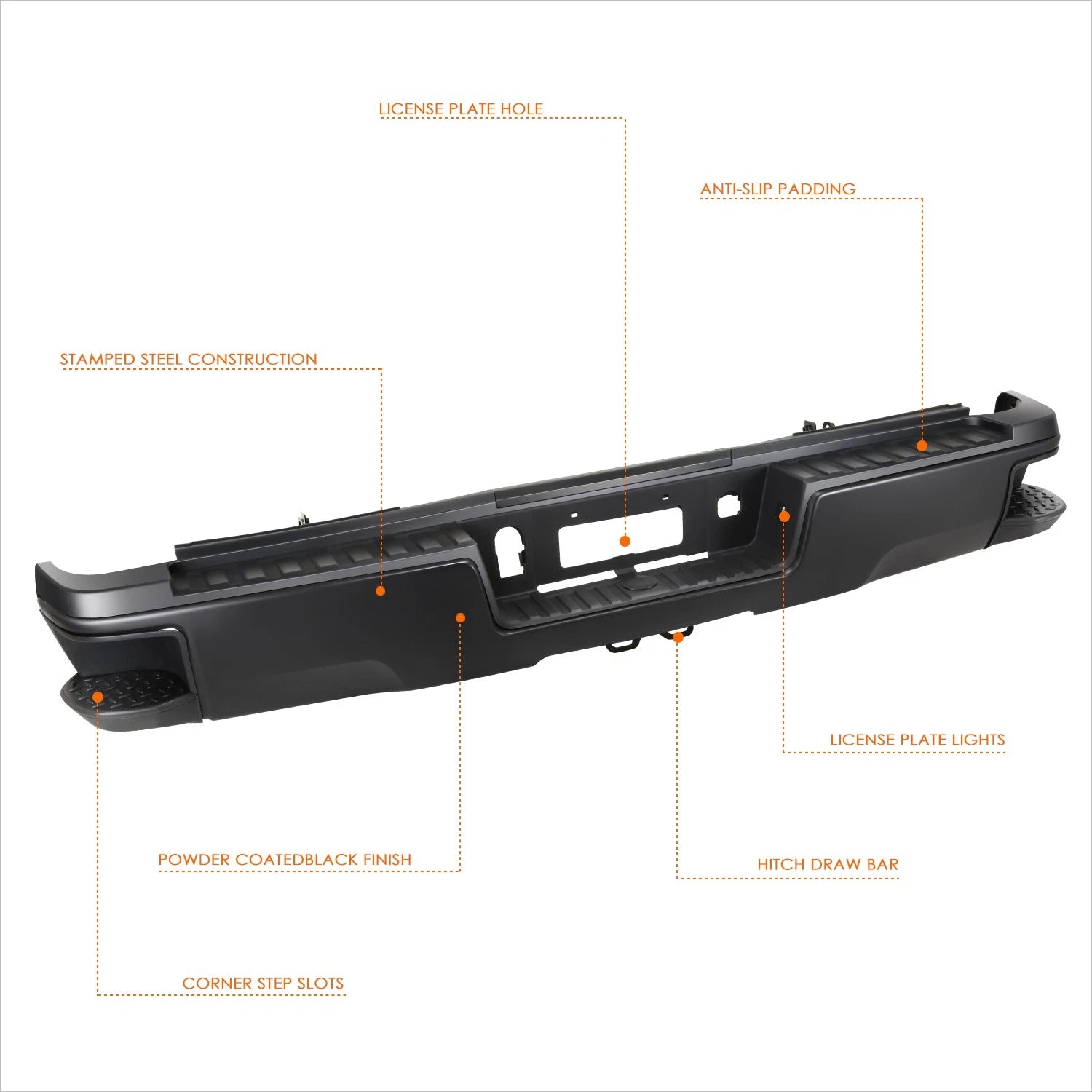 Rear Step Pad Bumper for Silverado/Sierra 2500 3500 HD (2015–2019)
