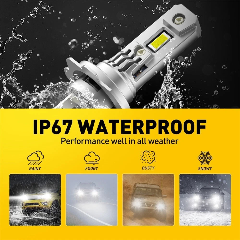 2X H7 LED Headlight Bulbs for Cars (6000K White)