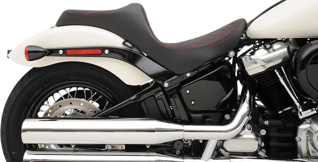 Predator III Seat for Harley-Davidson (2000–2023) - Double Diamond, Red Stitching