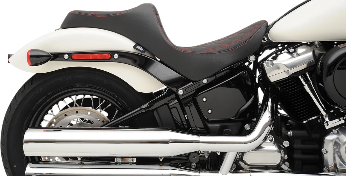 Predator III Seat for Harley-Davidson (2000–2023) - Double Diamond, Red Stitching
