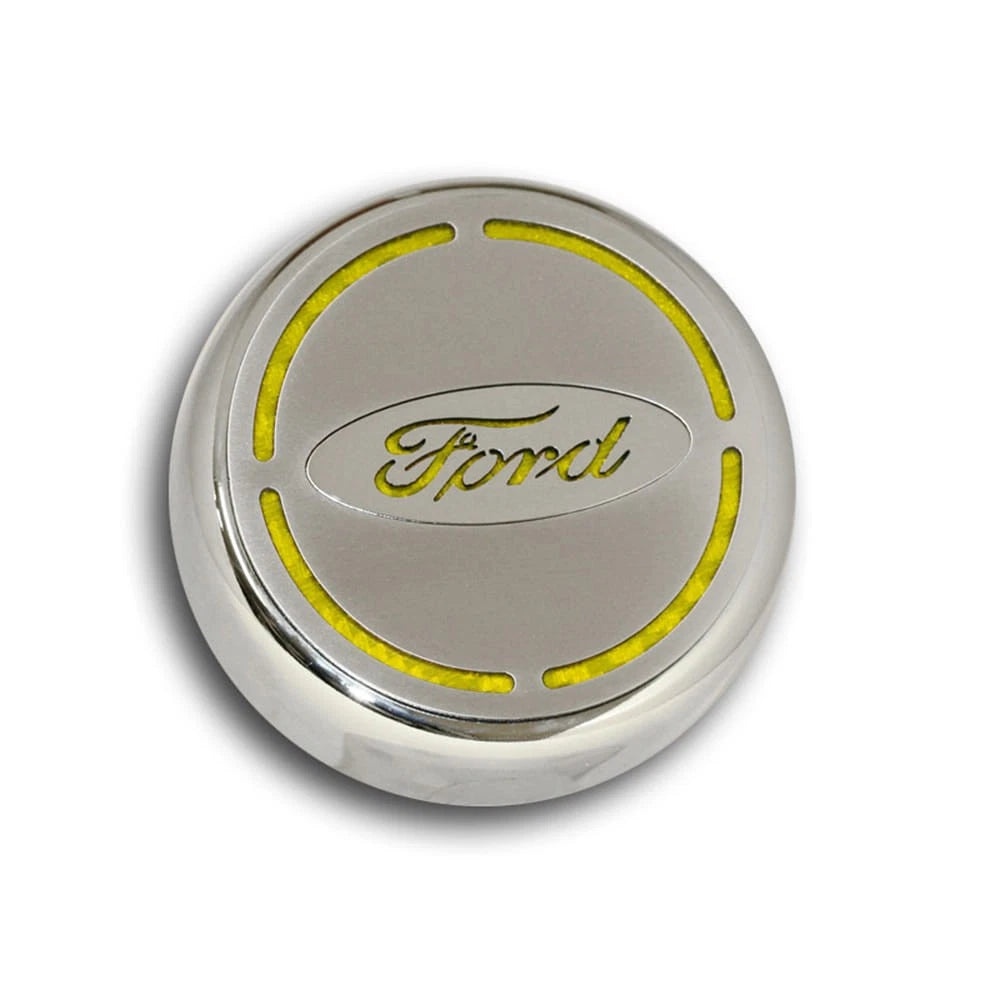 Chrome Cap Covers with White Carbon Fiber Ford Oval Inlay for Mustang (2015–2016)