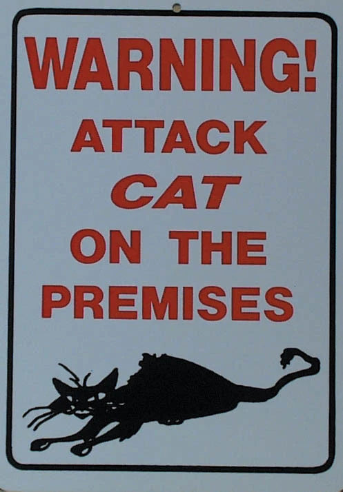 Warning Attack Cat Sign for Man Cave