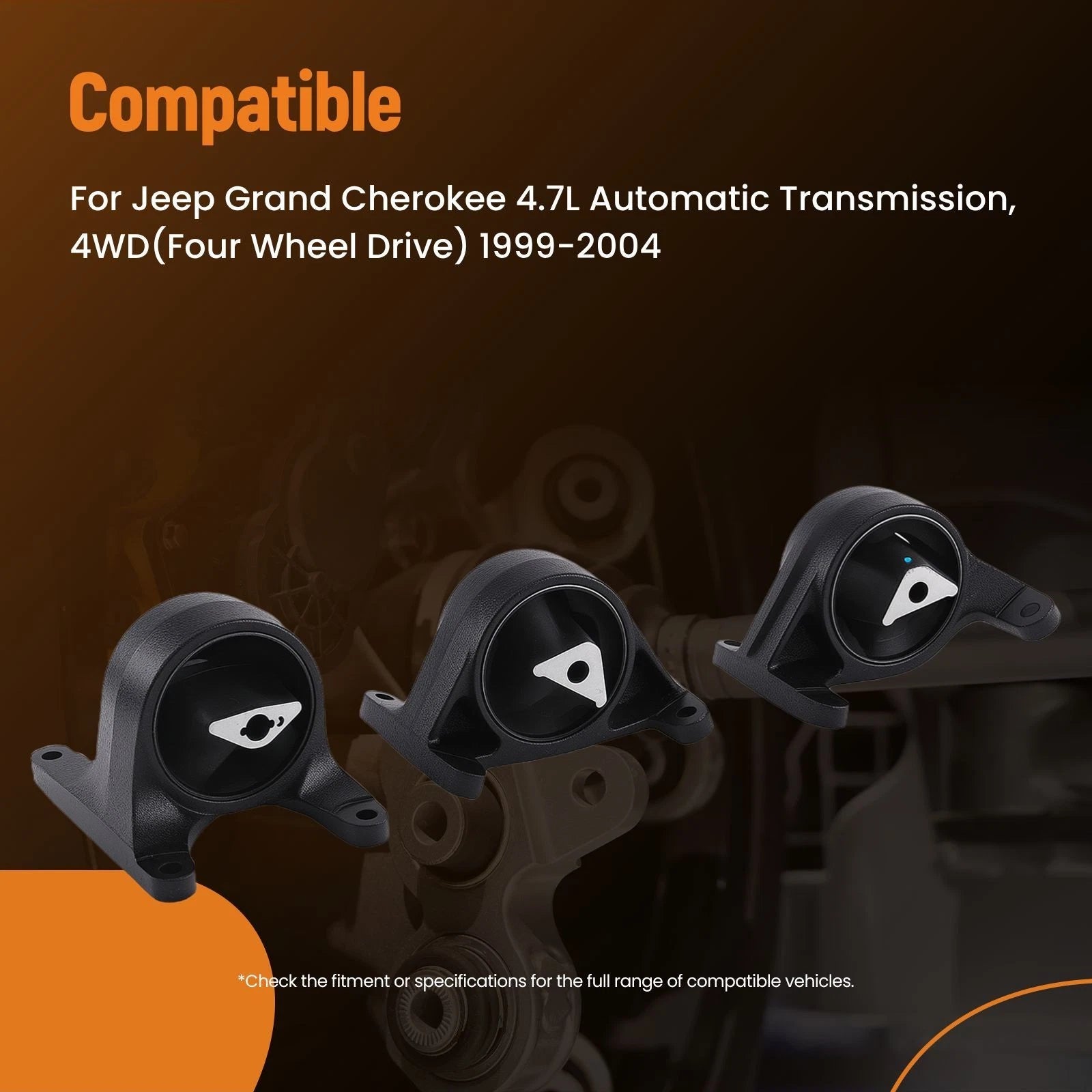 Set of 3 Engine and Transmission Mounts for Jeep Grand Cherokee (1999–2004)