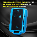Key Blue TPU Fob Cover Case Protector with Keychain for Silverado Sierra (2014-2024)