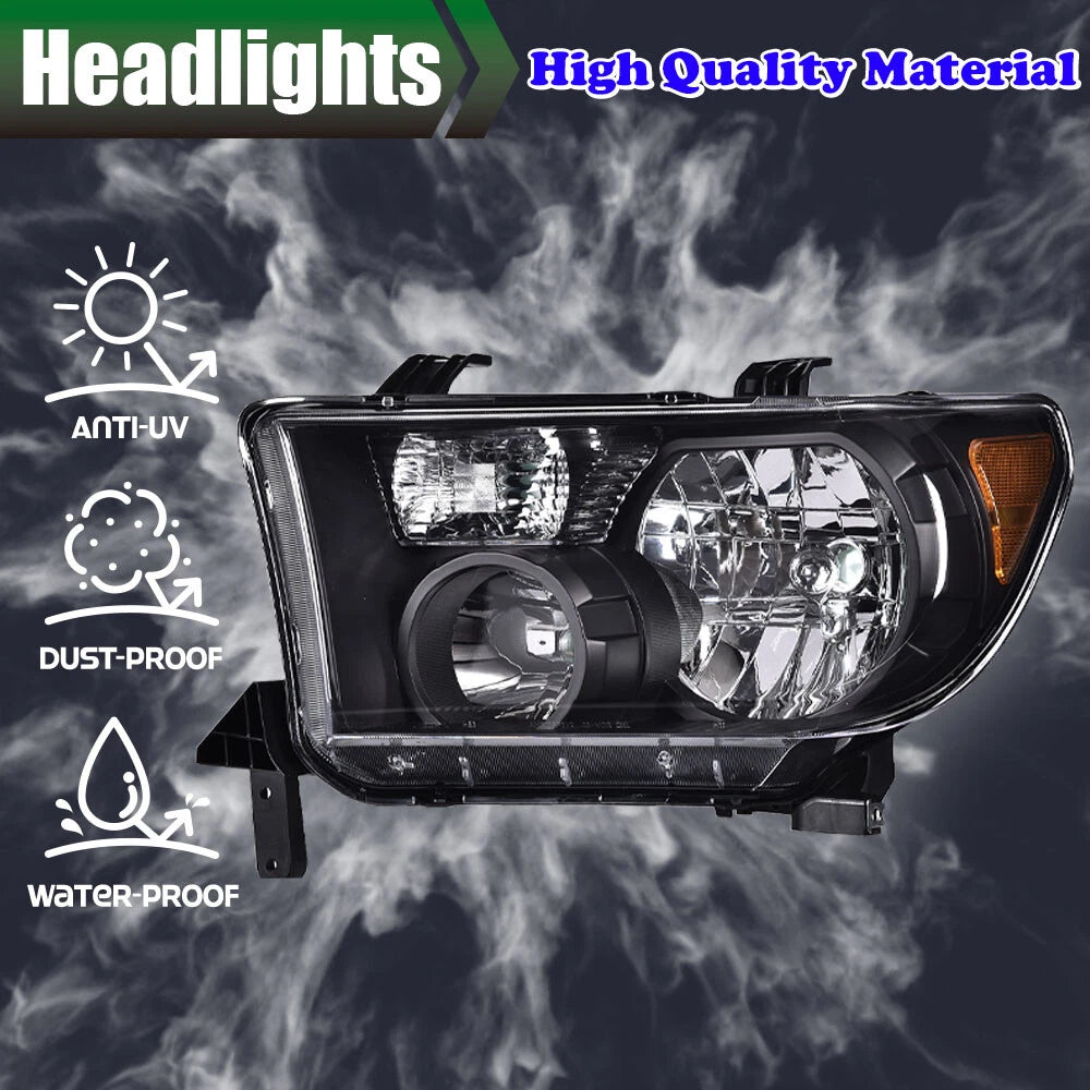 Black Chrome Headlights for Toyota Tundra, Sequoia (2007–2017)