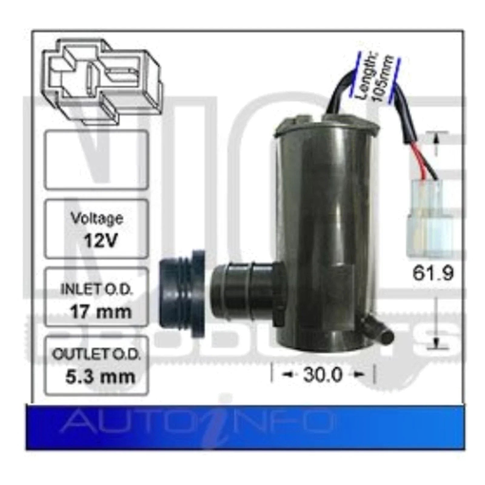Front Windscreen Washer Pump for Mazda Capella GV 4cyl 2.0L (1990 - 1992)