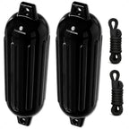 2-Pack Twin Eye Ribbed Boat Fenders 6.5 x 23 Inch, Black