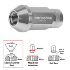 20Pc M12X1.25 Silver JDM Open End Cone Hex Wheel Lug Nuts + Extension 25mmx50mm