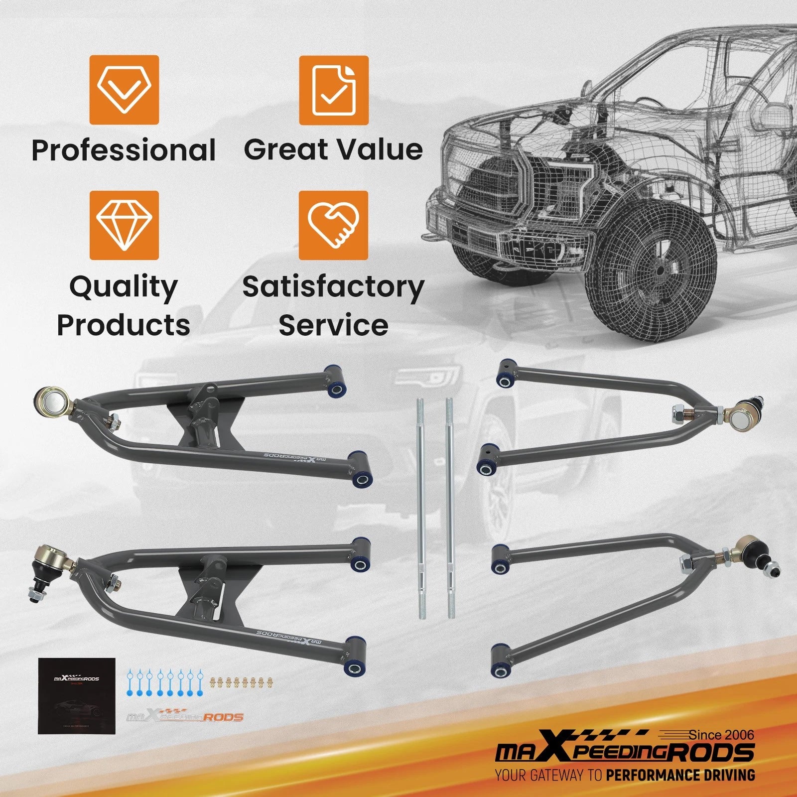 Set of 2 Adjustable A-Arms for Honda TRX 400EX (2000-2009)