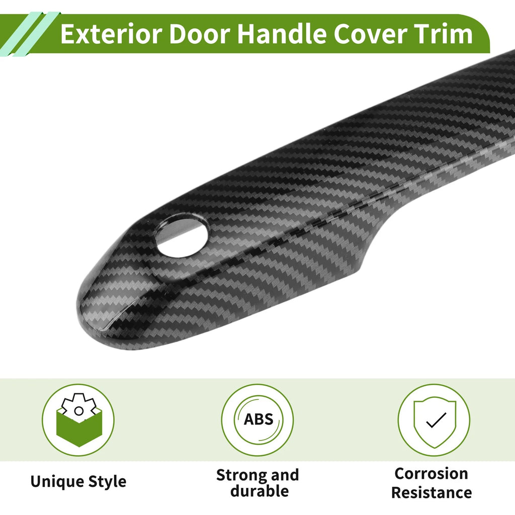 Set of 1 Exterior Door Handle Cover for Toyota Grand Highlander (2024) Carbon Fiber Black