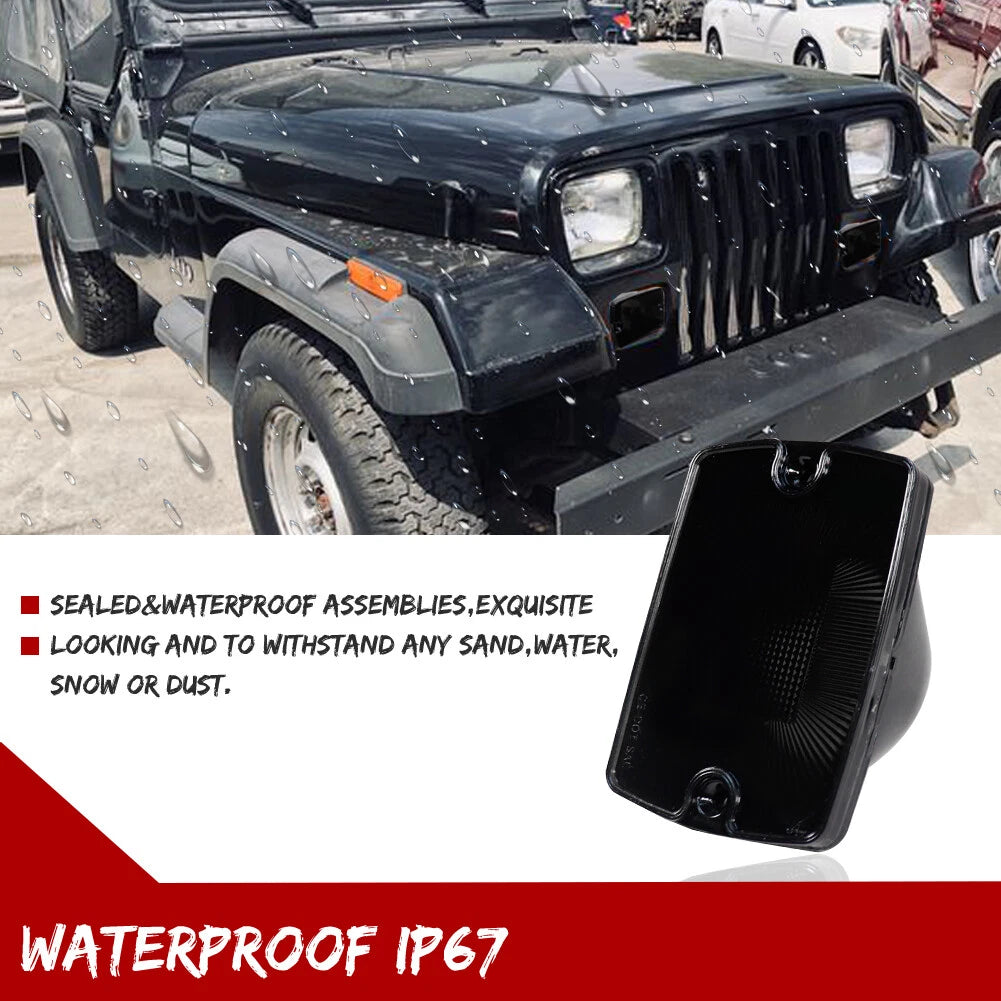 Set of 4 Smoked Bumper Signal & Fender Side Marker Lights for Jeep Wrangler (1987–1995)