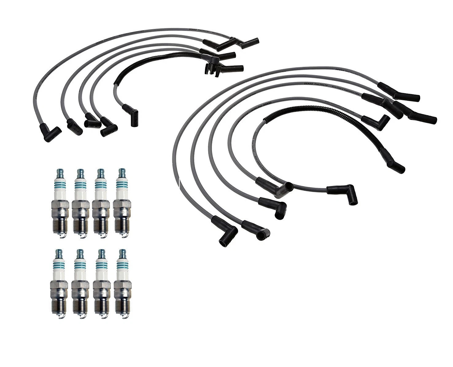 Denso 8mm Wire Set & 8 Iridium Power Spark Plugs for Ford 5.0L V8 (1996–2001)