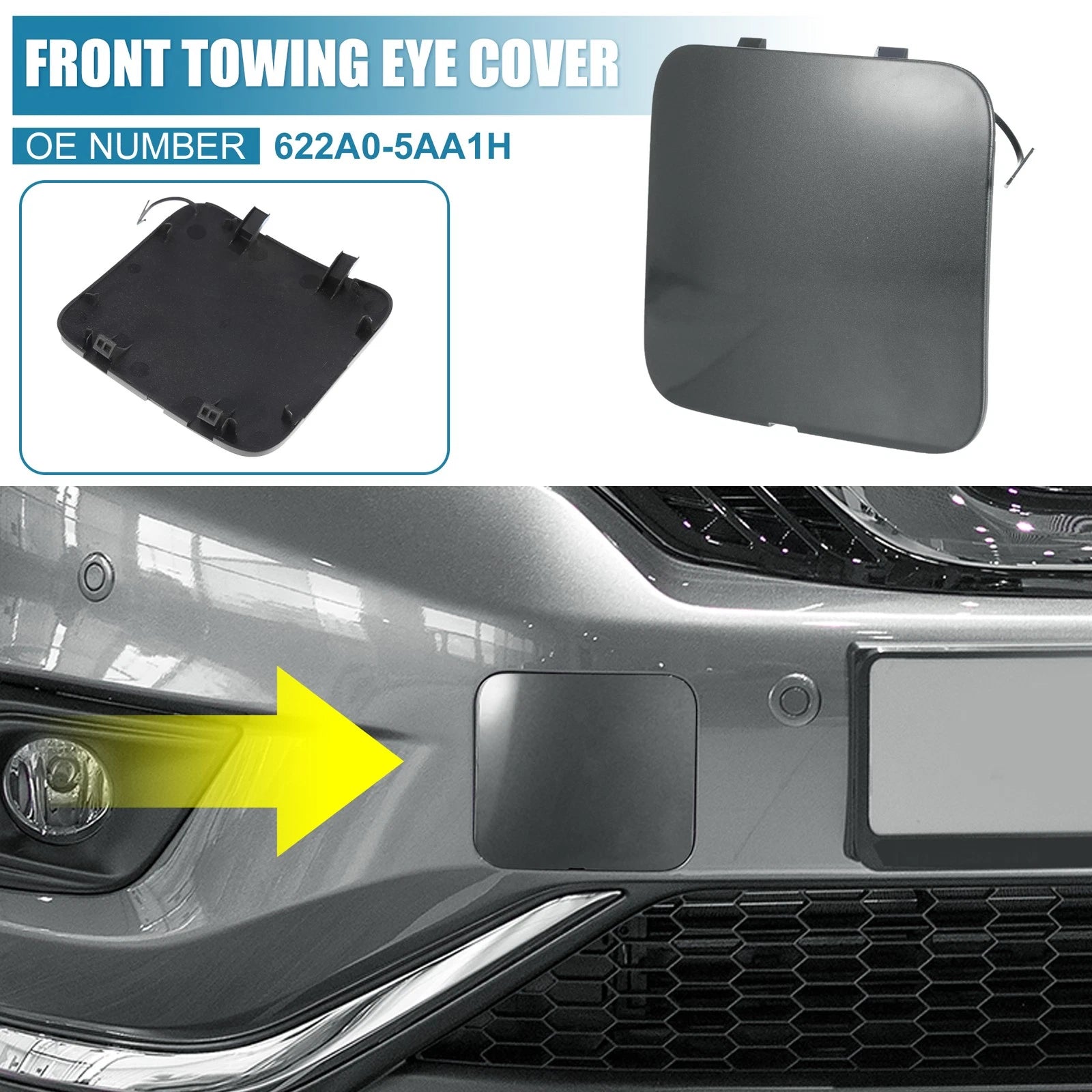 Front Bumper Tow Hook Cover for Nissan Murano (2015–2019) 622A0-5AA0H 622A0-5AA1H Gray