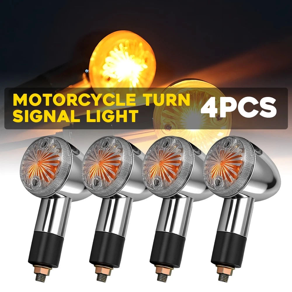 4Pcs Amber Mini Bullet Blinker Indicator Lights for Suzuki Motorcycle (12V)
