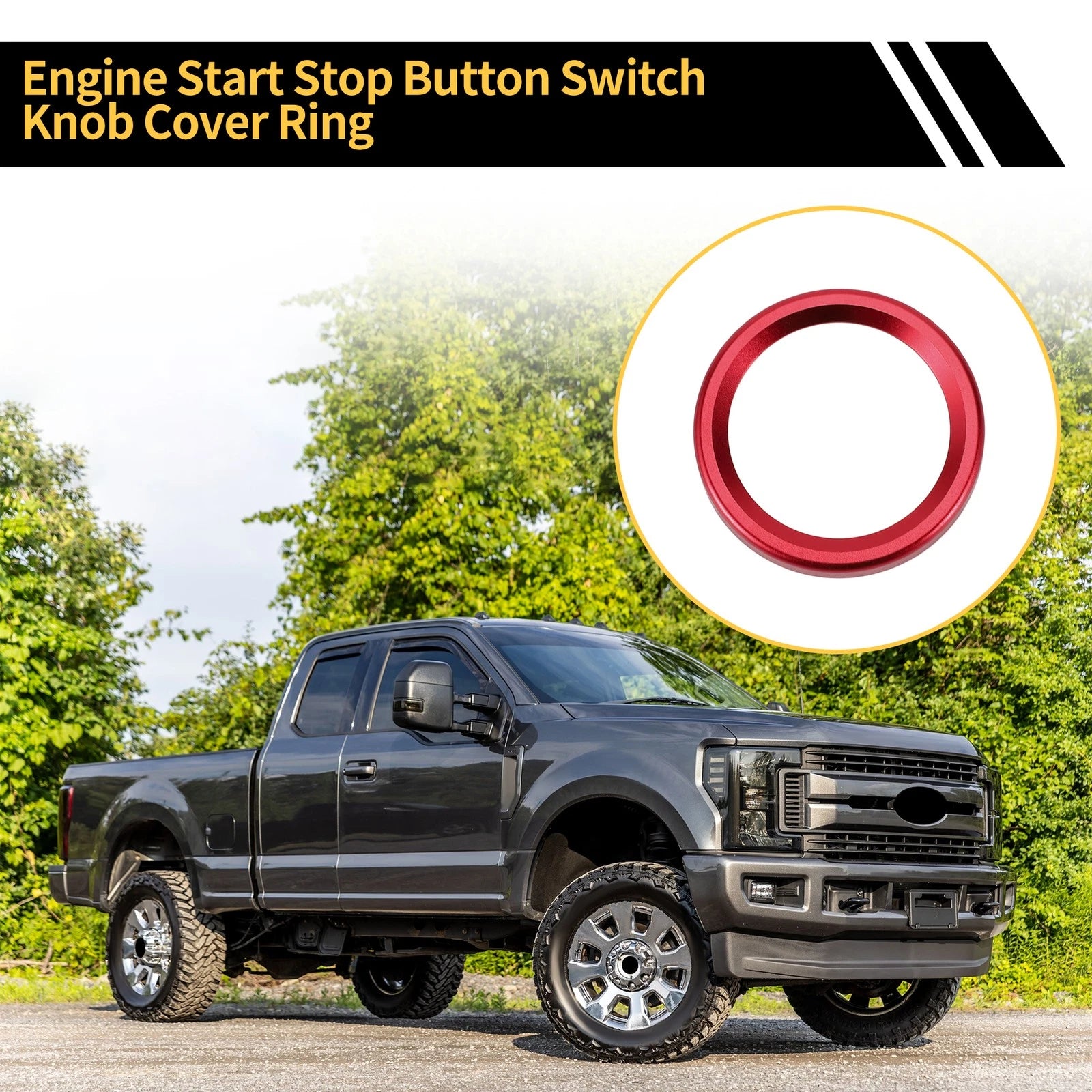 Engine Start Stop Button Switch Knob Cover Ring for Ford Maverick (2022) Red