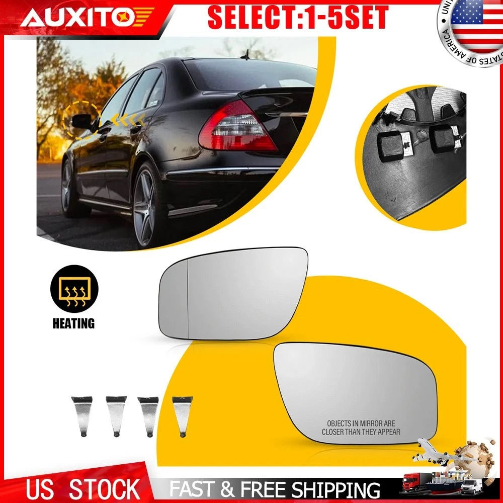 Heated Mirror Glass Set of 2 for Mercedes E320 E350 E550 E63 (2007–2009)