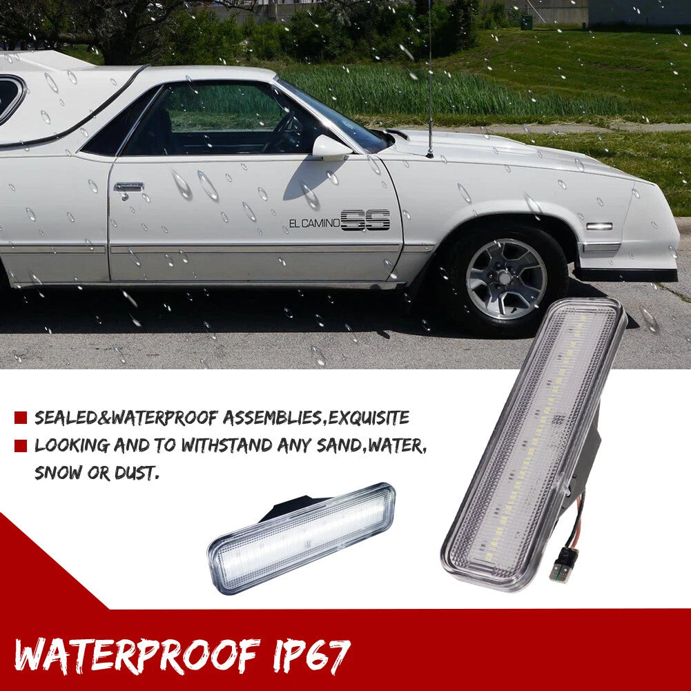 Clear White Front Side Marker Lights for El Camino & Caballero (1982–1987)