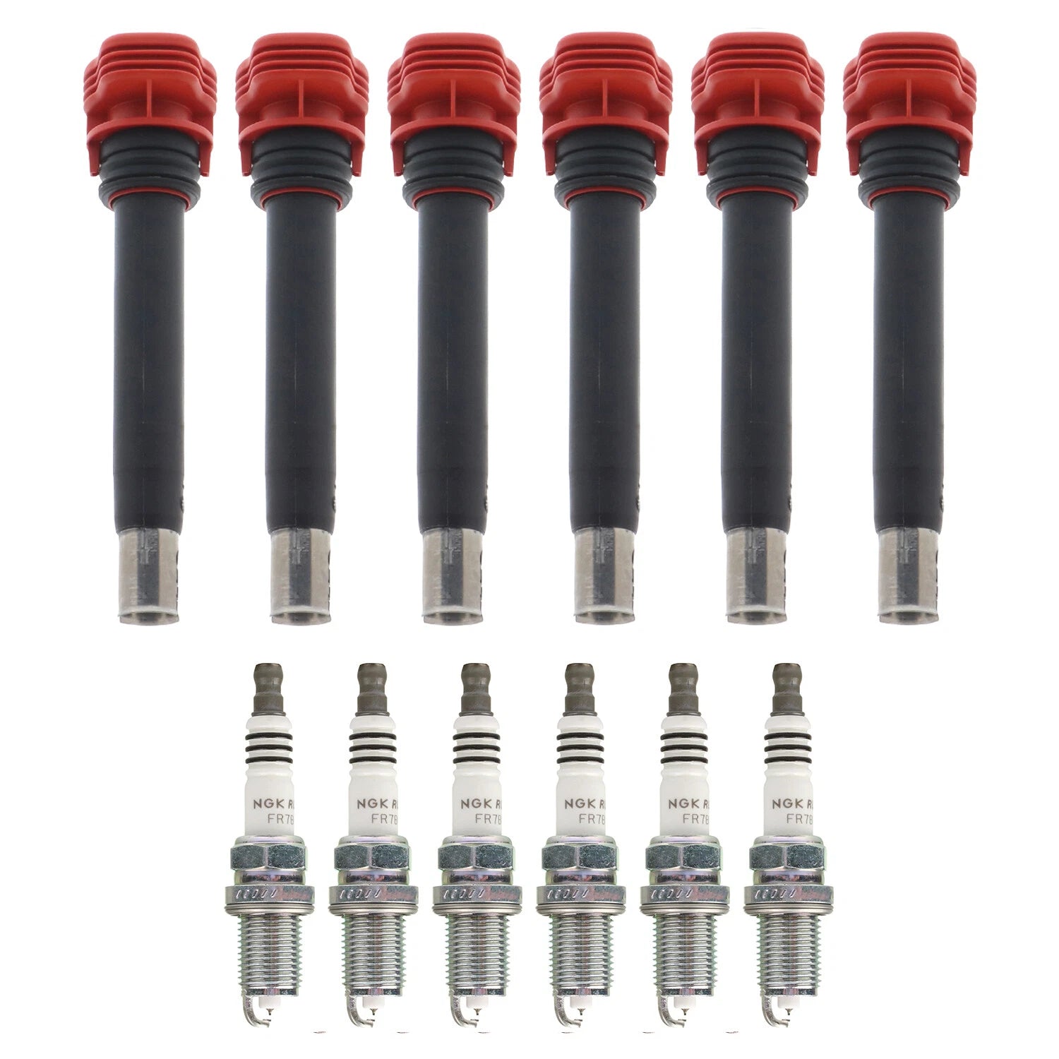 Set of 6 Ignition Coils & NGK Ruthenium HX Spark Plugs for Audi A4 Q5 Q7 (2009–2016)