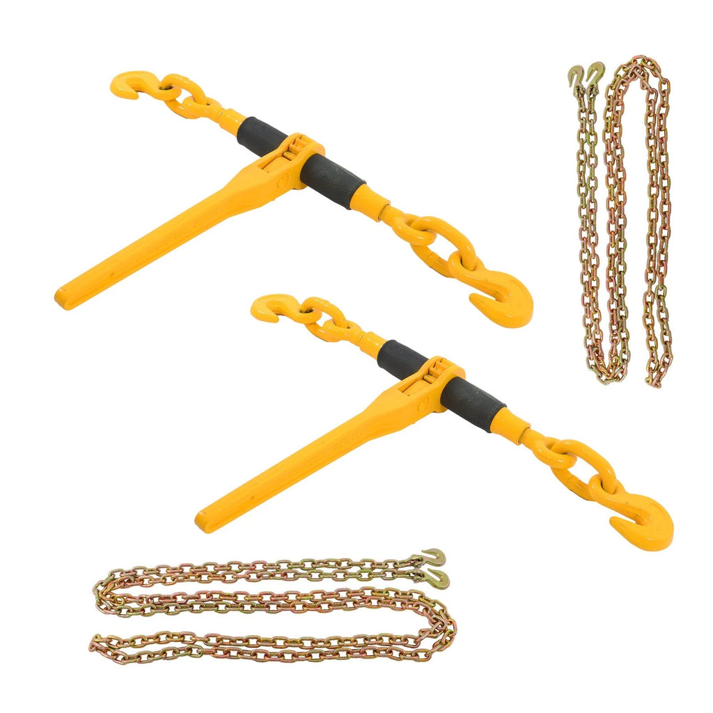 2 Pack Chain and Bundle Kit 3/8"-1/2" Ratchet Binder 12000lbs w/20ft G80 Chain
