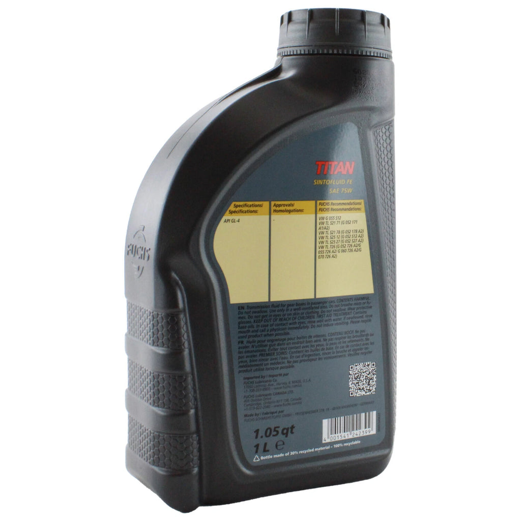3X 1 Liter Fuchs TITAN SINTOFLUID FE SAE 75W Manual Transmission Fluid
