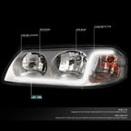LED DRL Tube Chrome Clear Signal Headlights for Chevy Impala (2000–2005)