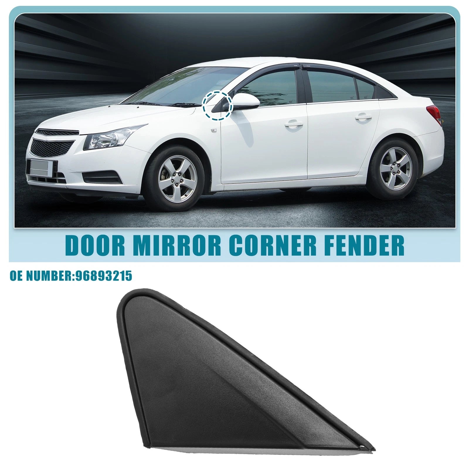 Front Left Door Mirror Corner Fender Triangle Cover for Chevrolet Cruze (2011–2016)