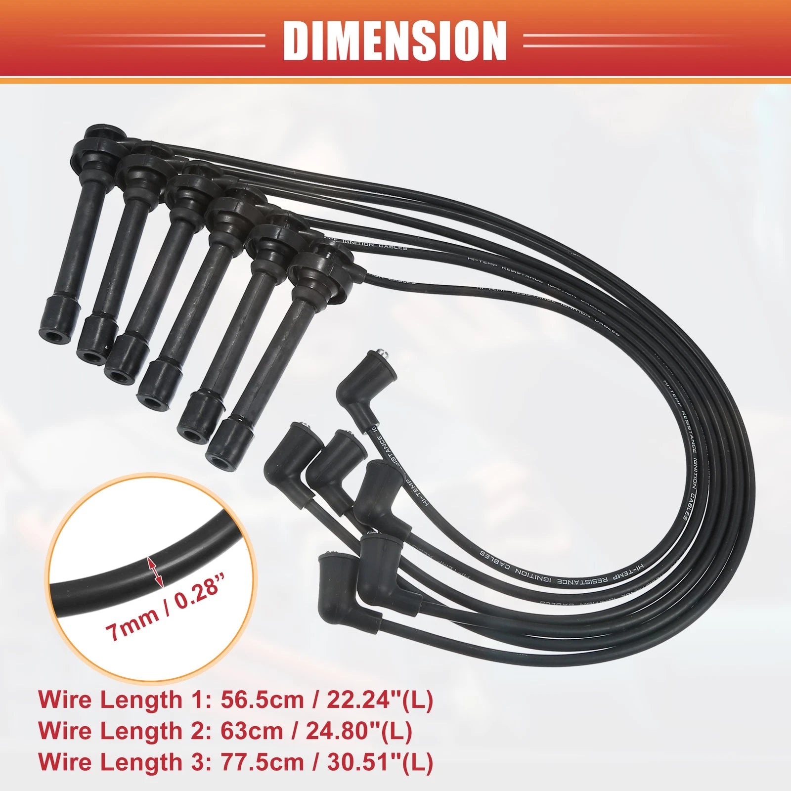 6pcs Spark Plug Wire Ignition Coil Cable No.MD338249 for Mitsubishi Montero (1997)