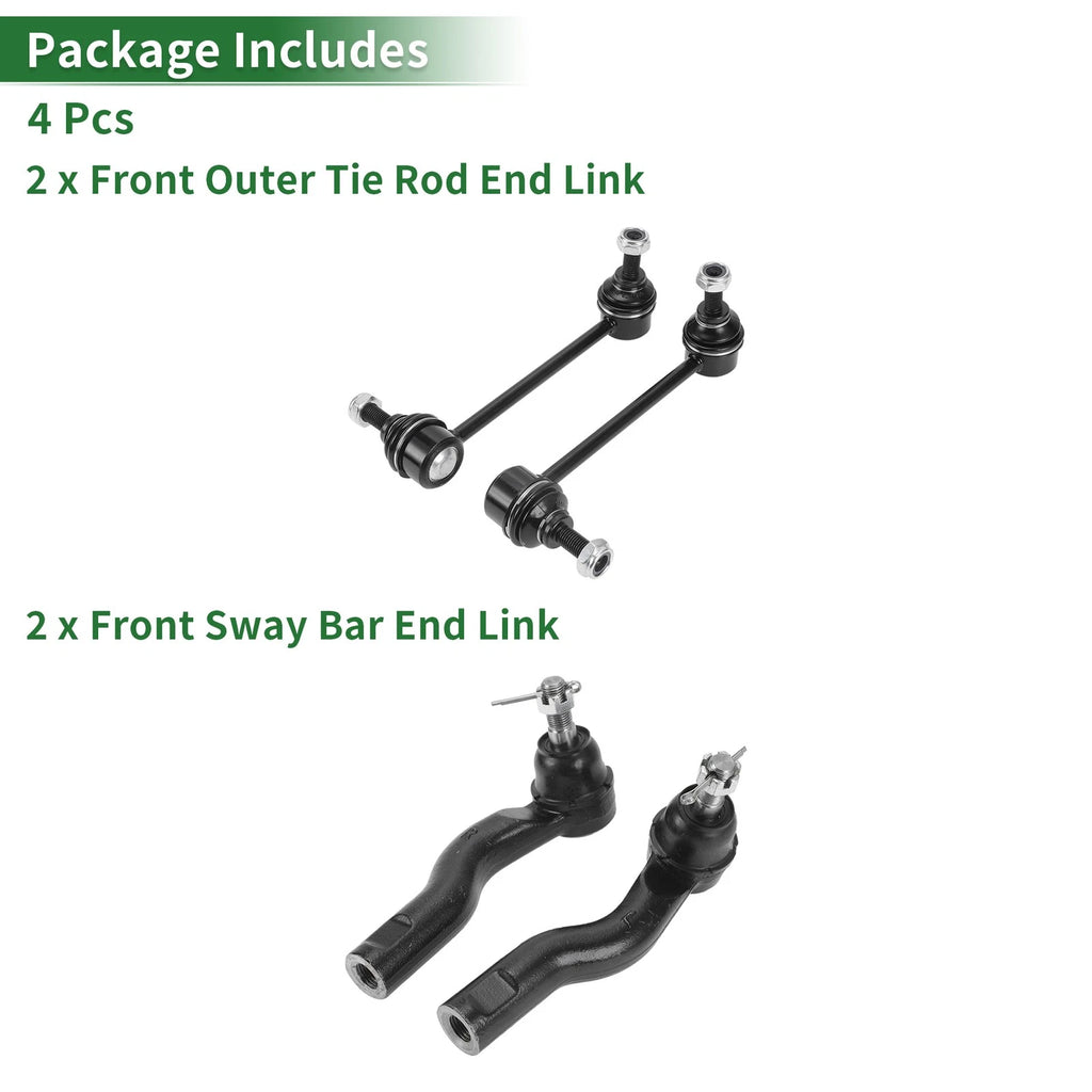 Set of 4 Front Suspension Kit Outer Tie Rod End Sway Bar Link for Lincoln Zephyr (2006–2006)