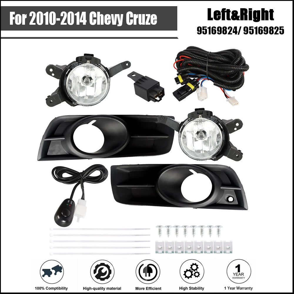Set of 2 Halogen Fog Lights for Chevy Cruze (2010â2014)
