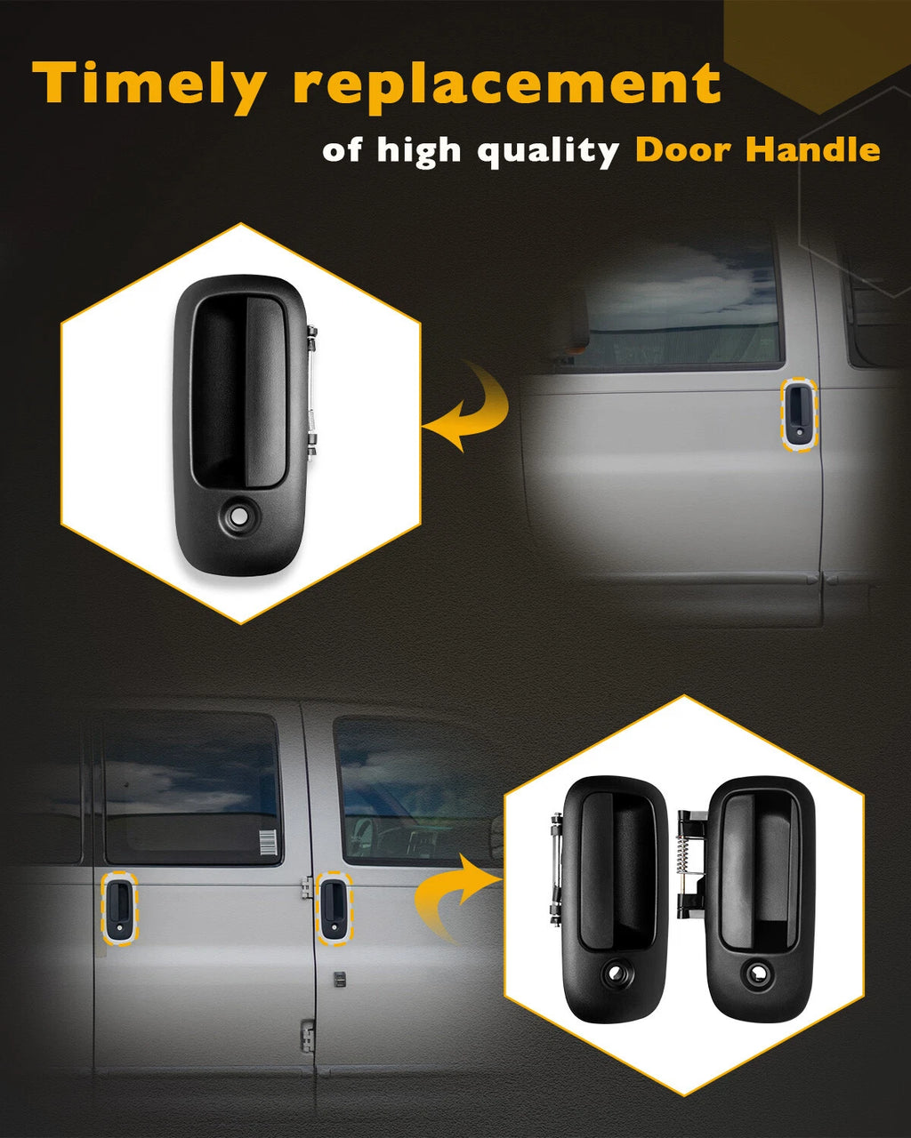 3X Exterior Door Handle Set for Chevy Express GMC Savana (2010-2022)